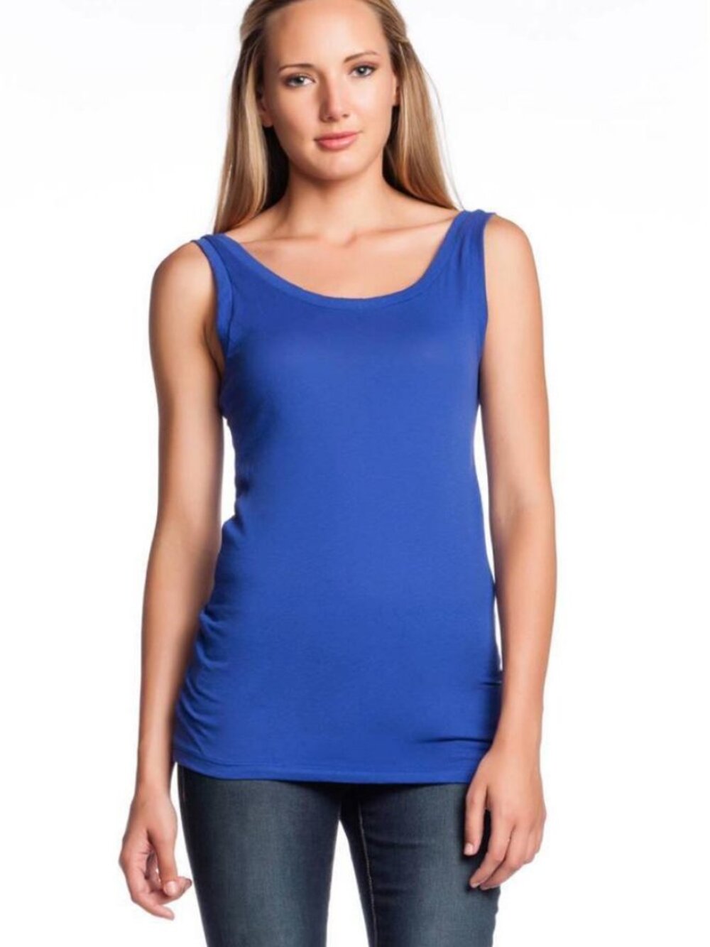 LNA Boy Tank Royal Blue Scoop Neck Top Shirt semi-sheer Jersey NEW 100% Cotton
